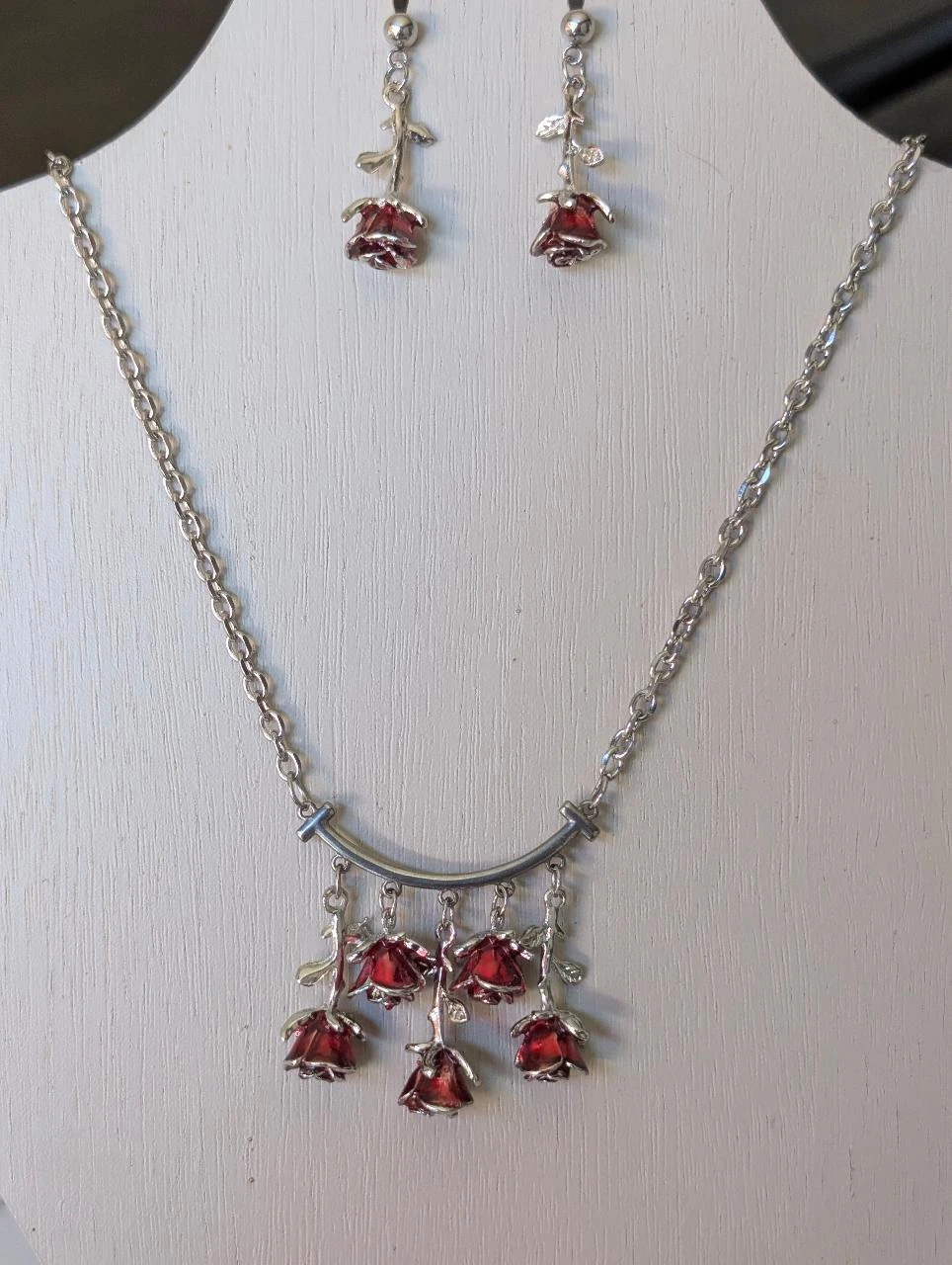 Earrings and Necklace Set with Pink Charms PA1167 – photo 2